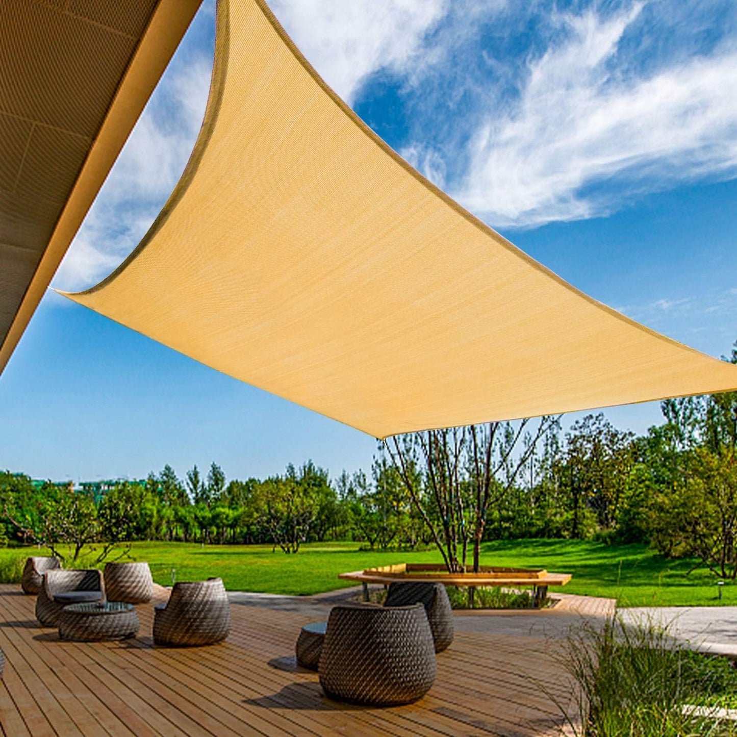 Toldo rectangular 16x16ft tela bloquea UV para patio jardín