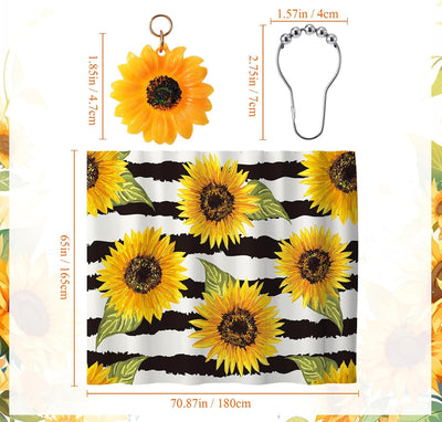 Cortina ducha girasol 65x71pulg ganchos resina rayas