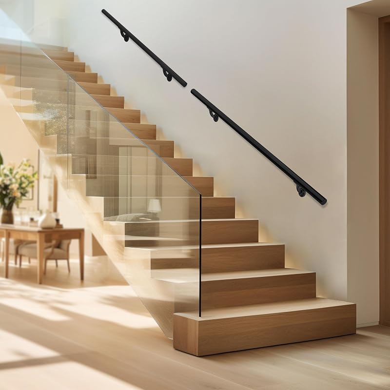 Pasamanos aluminio escaleras kit completo negro texturizado