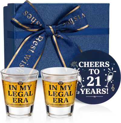 Vasos de chupito para cumpleaños número 21 con caja de regalo
