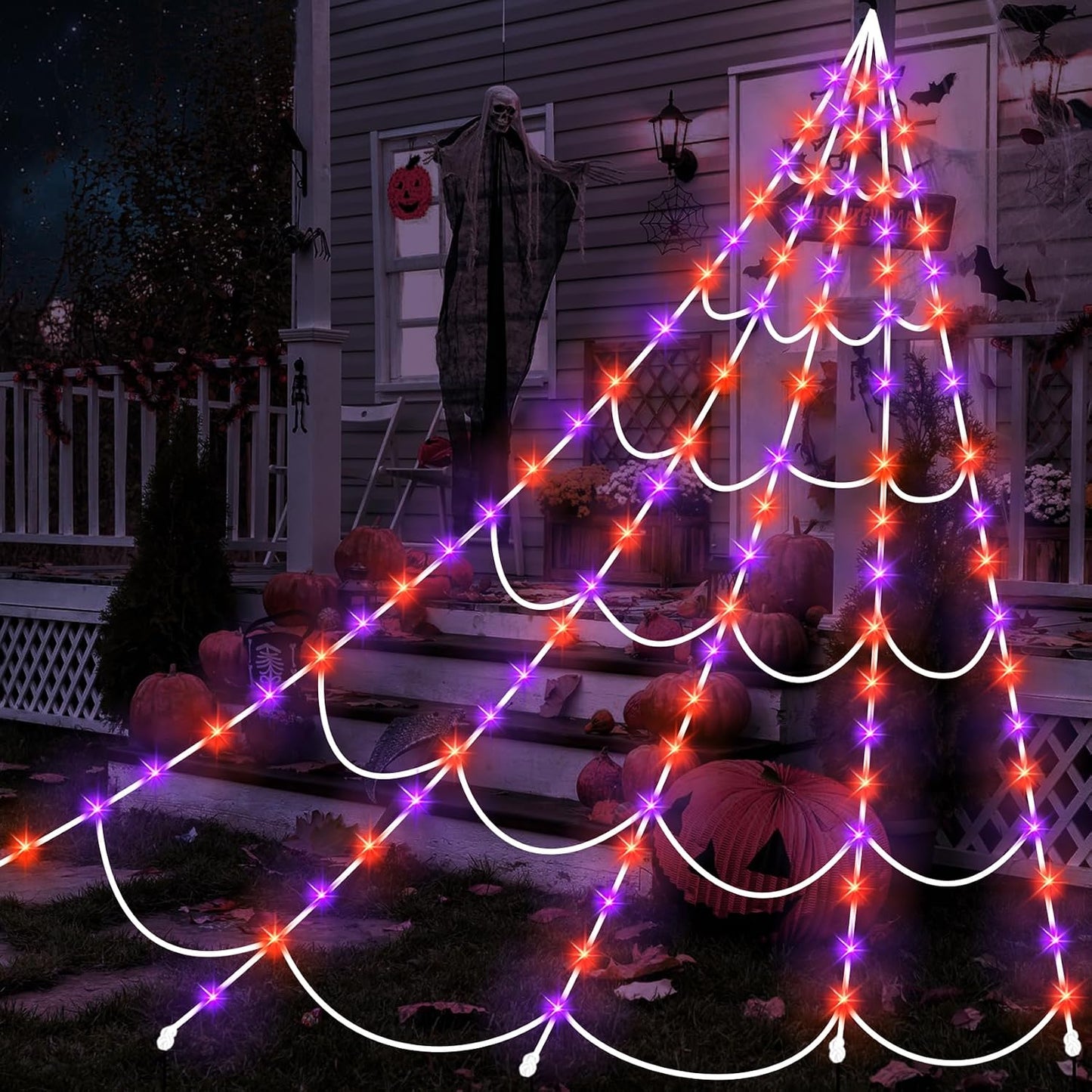 Luces telaraña Halloween 150 LED 16.4pies 8 modos