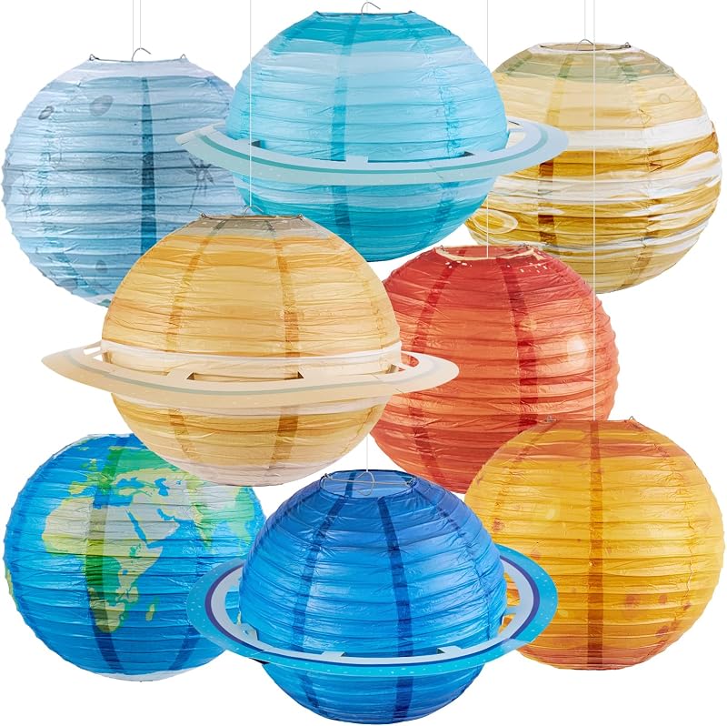 Farol papel espacial planetas galaxia decoración fiesta