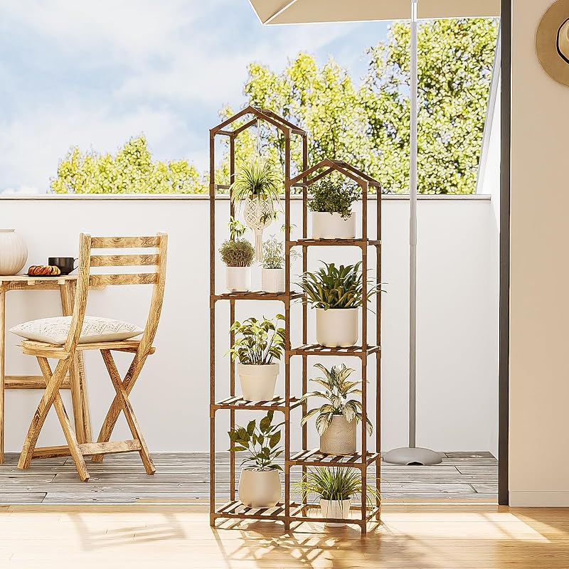 Soporte madera para plantas colgantes sala jardín