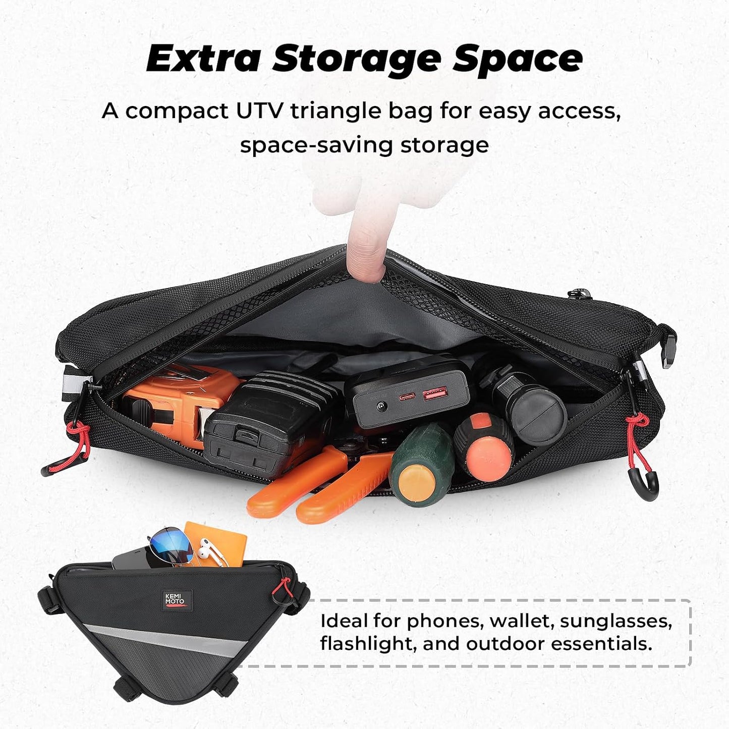 Bolsas almacenamiento triangular resistentes agua para UTV