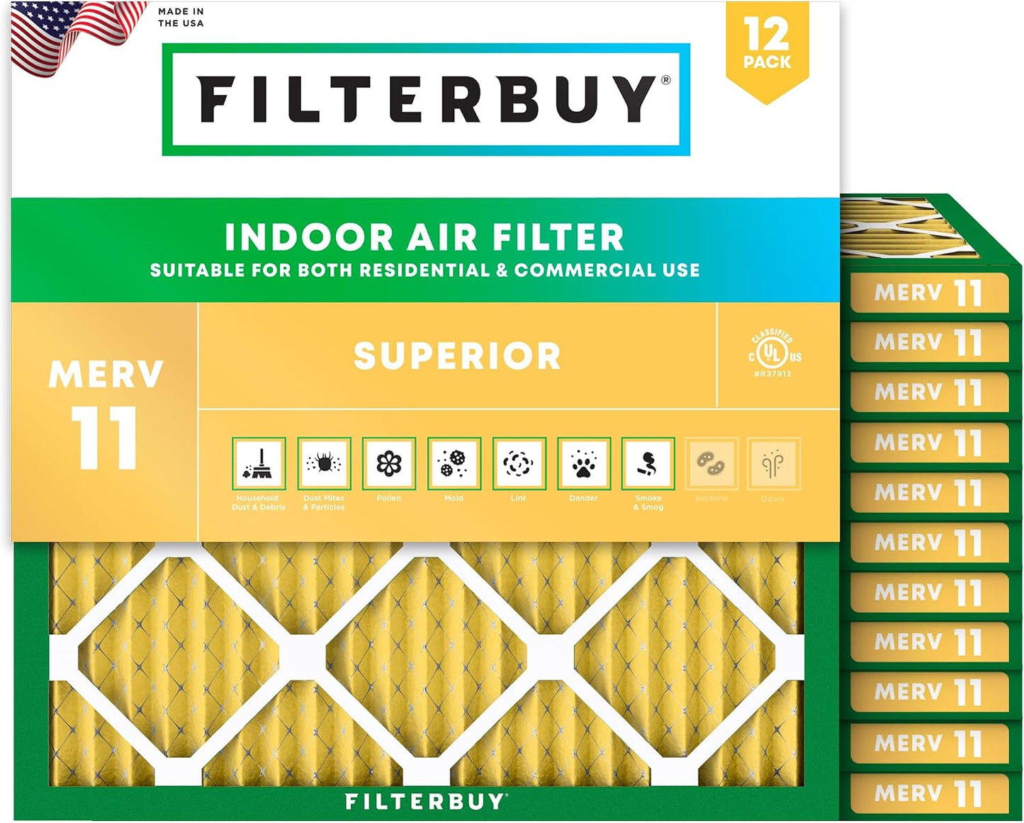 Filtro aire MERV 11 10x10x1pulg para mascotas alergias 12