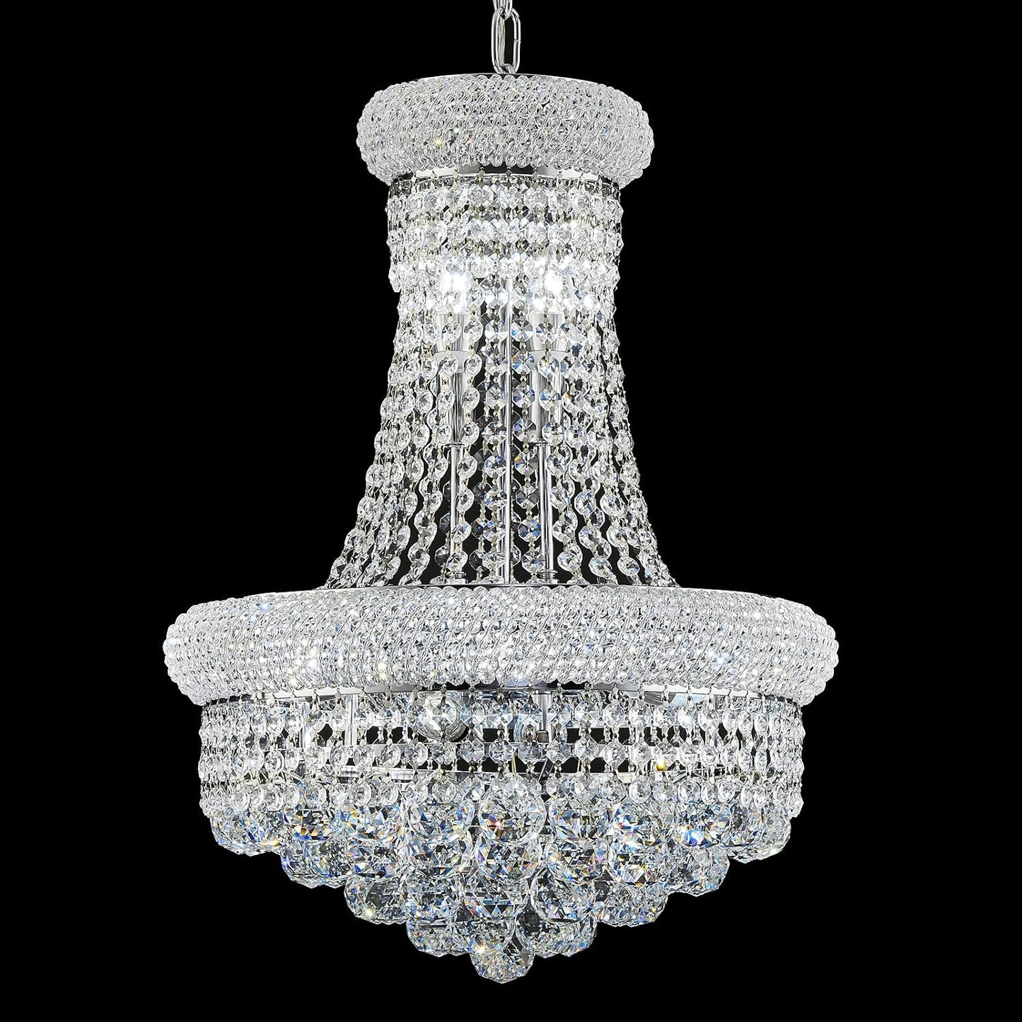 Luz Araña Cristal Estilo Imperio Acabado Cromado