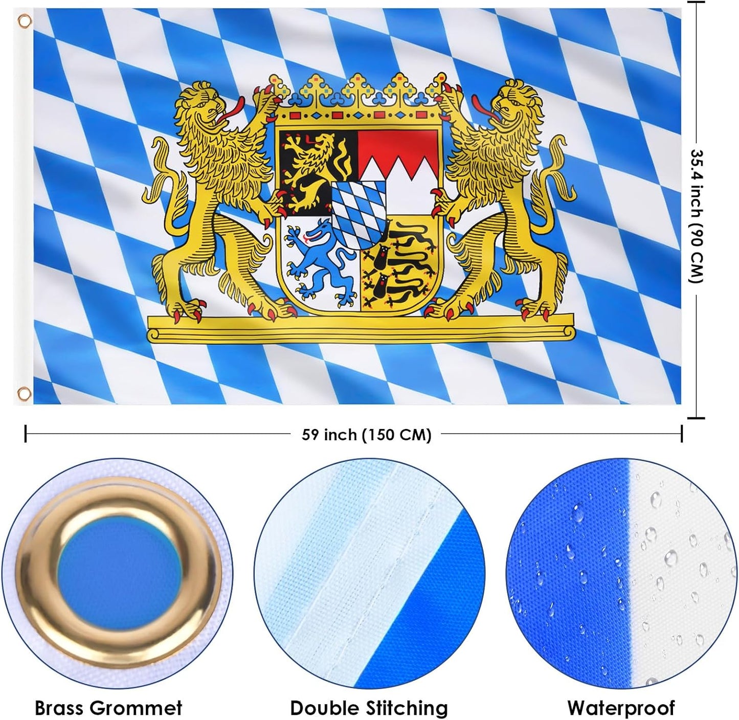 Bandera Oktoberfest 3x5ft doble cara con ojales latón para bar