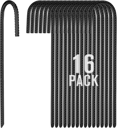 Estacas 12pulg con gancho J paquete 16 metal galvanizado resistente