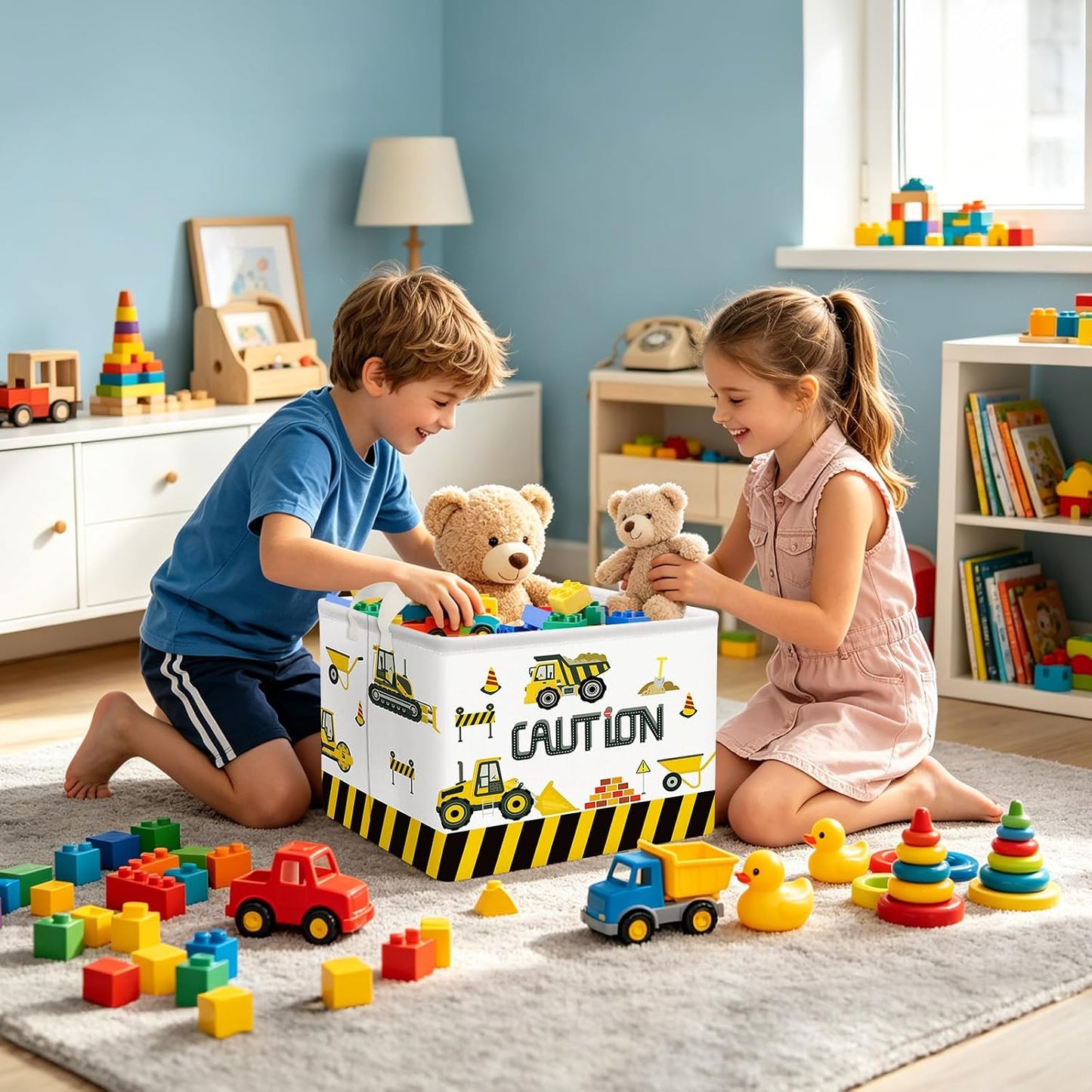 Cesta almacenamiento para niños excavadora blanco 36L