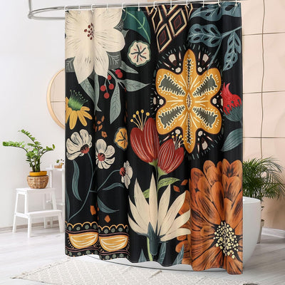 Cortina ducha boho floral tela hojas tropicales 72x72pulg