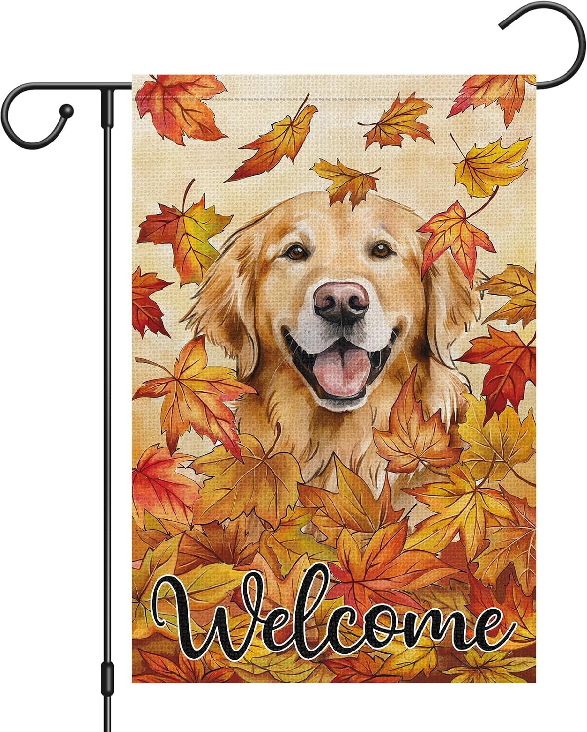 Bandera jardín doble cara perro golden retriever 12x18pulg