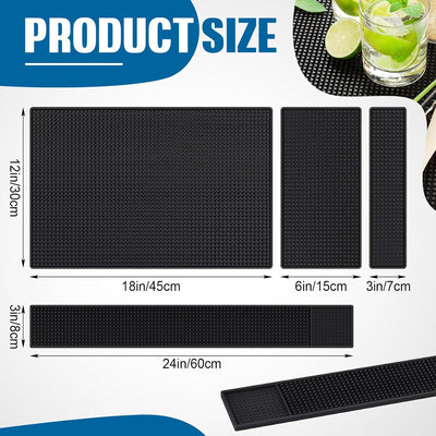 4 Tapetes Goma Gruesa Antideslizante Negro 12x3 12x6 18x12