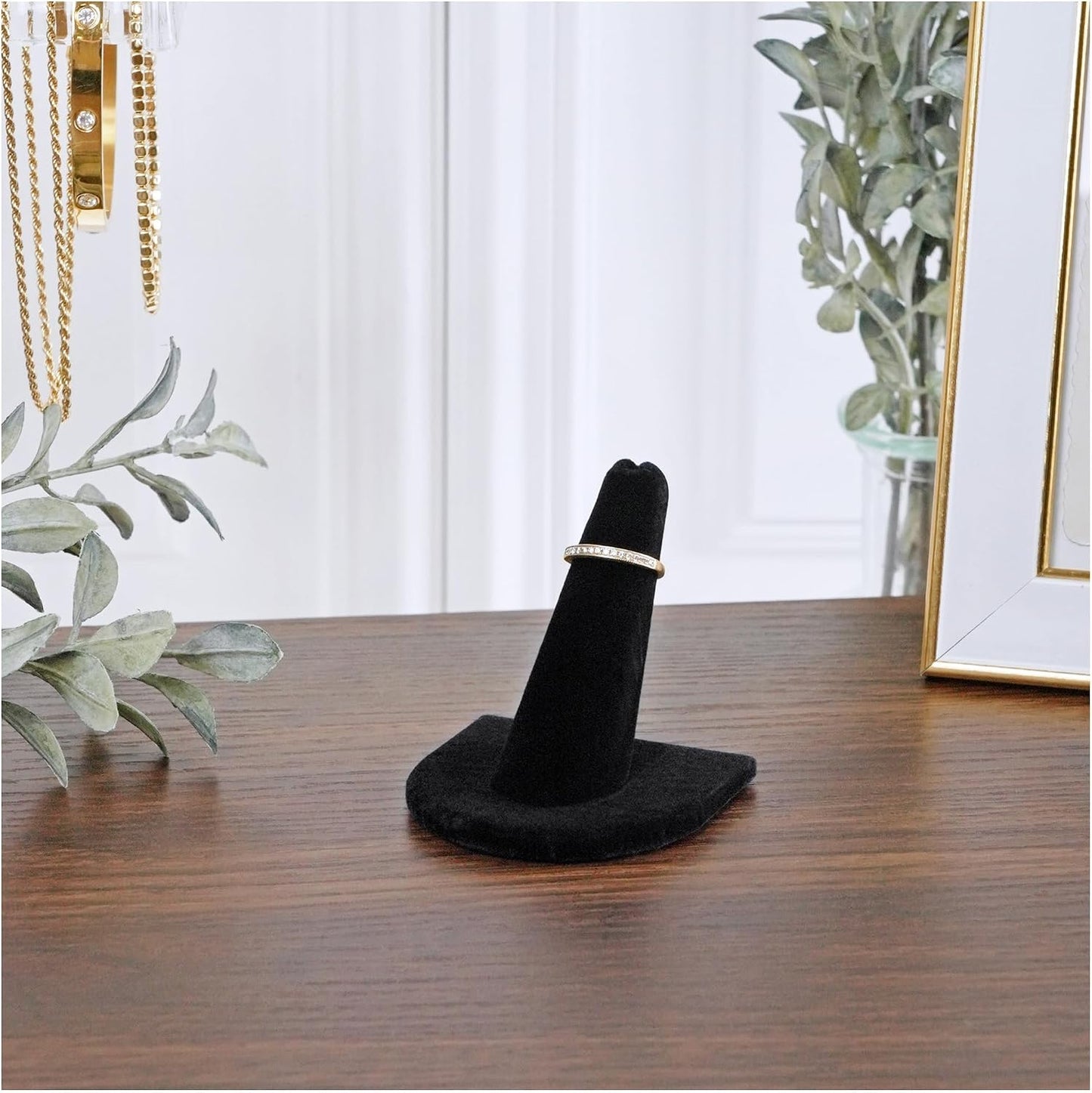 Pantalla dedo anillo terciopelo negro base 2" set 2