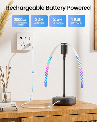 4 Ventilador Mesa Alimentos Recargable USB Cuello Cisne