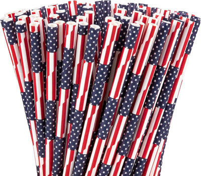 200 Popotes Papel Bandera Estadounidense 4 de Julio