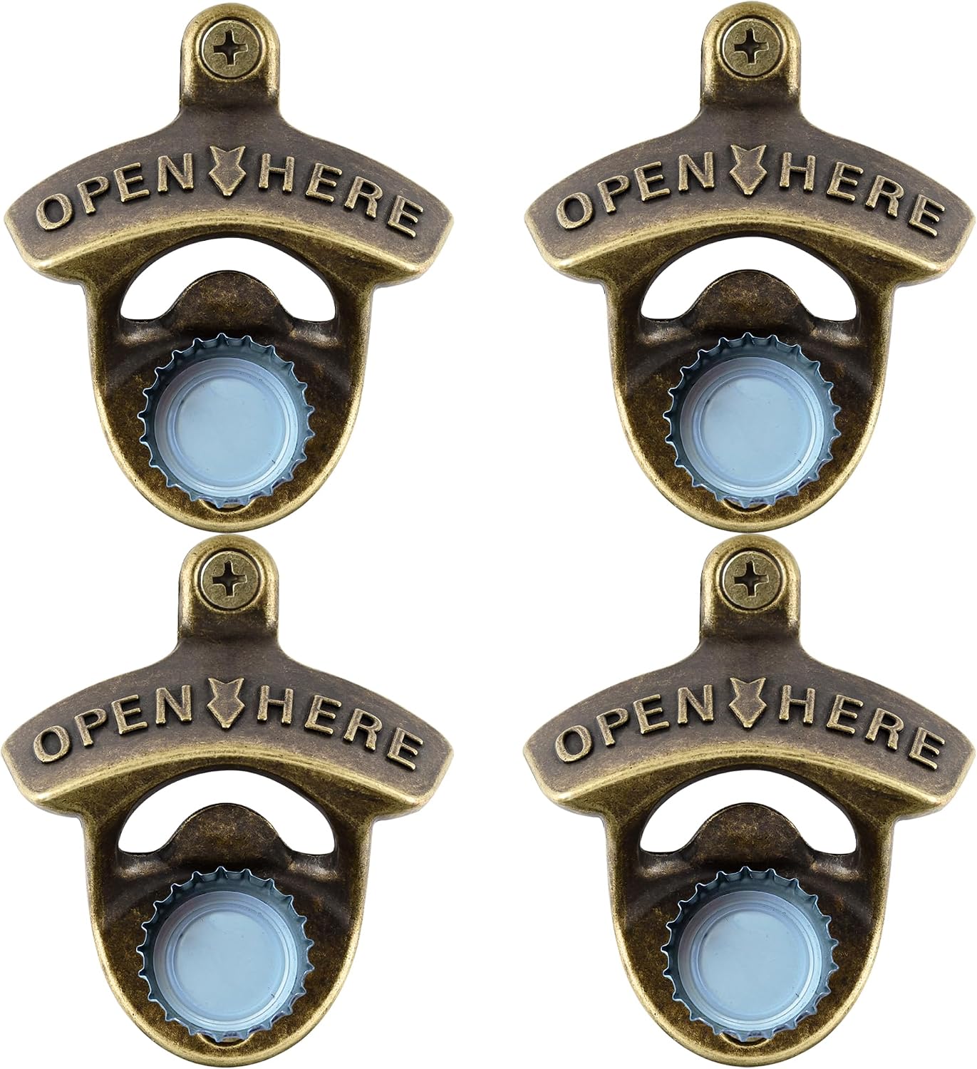 Abrebotellas magnéticos bronce antiguo pared pack 4