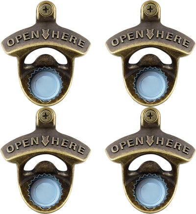 Abrebotellas magnéticos bronce antiguo pared pack 4
