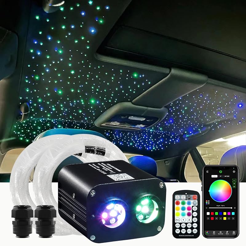 600 Luces estrellas fibra óptica doble color para techo