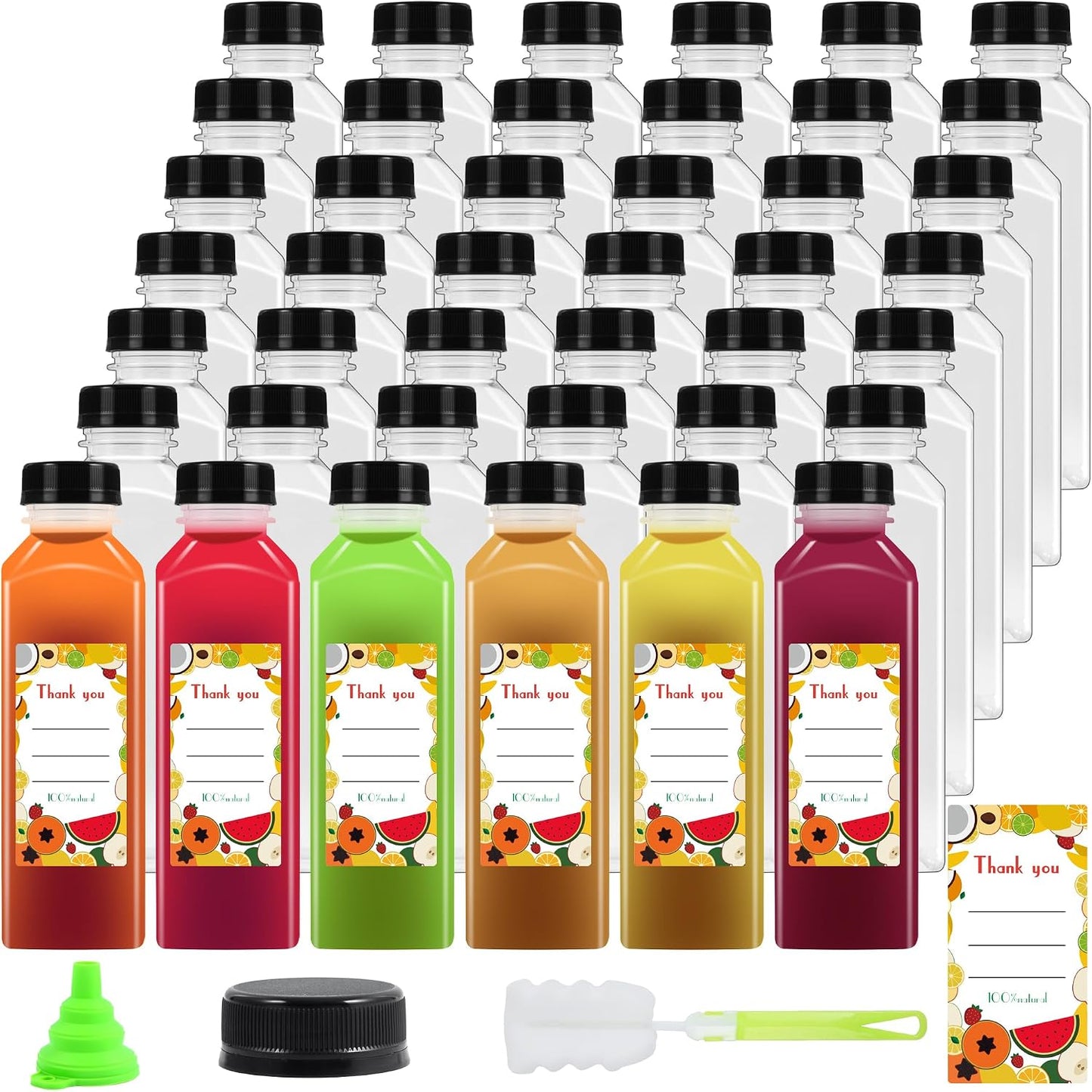 36 Botellas Plástico 16oz con Tapas Reutiliz.