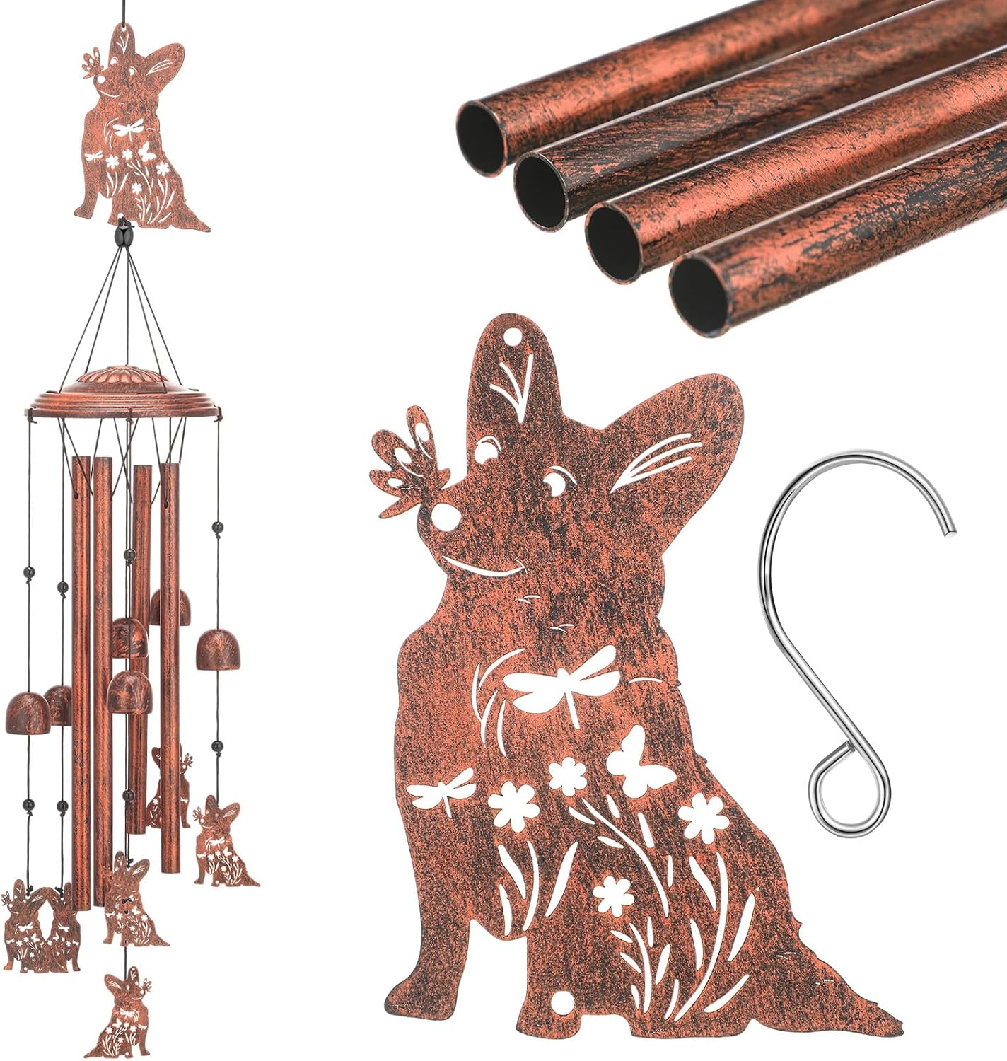 Campanillas de viento Corgi para exteriores decoración metal