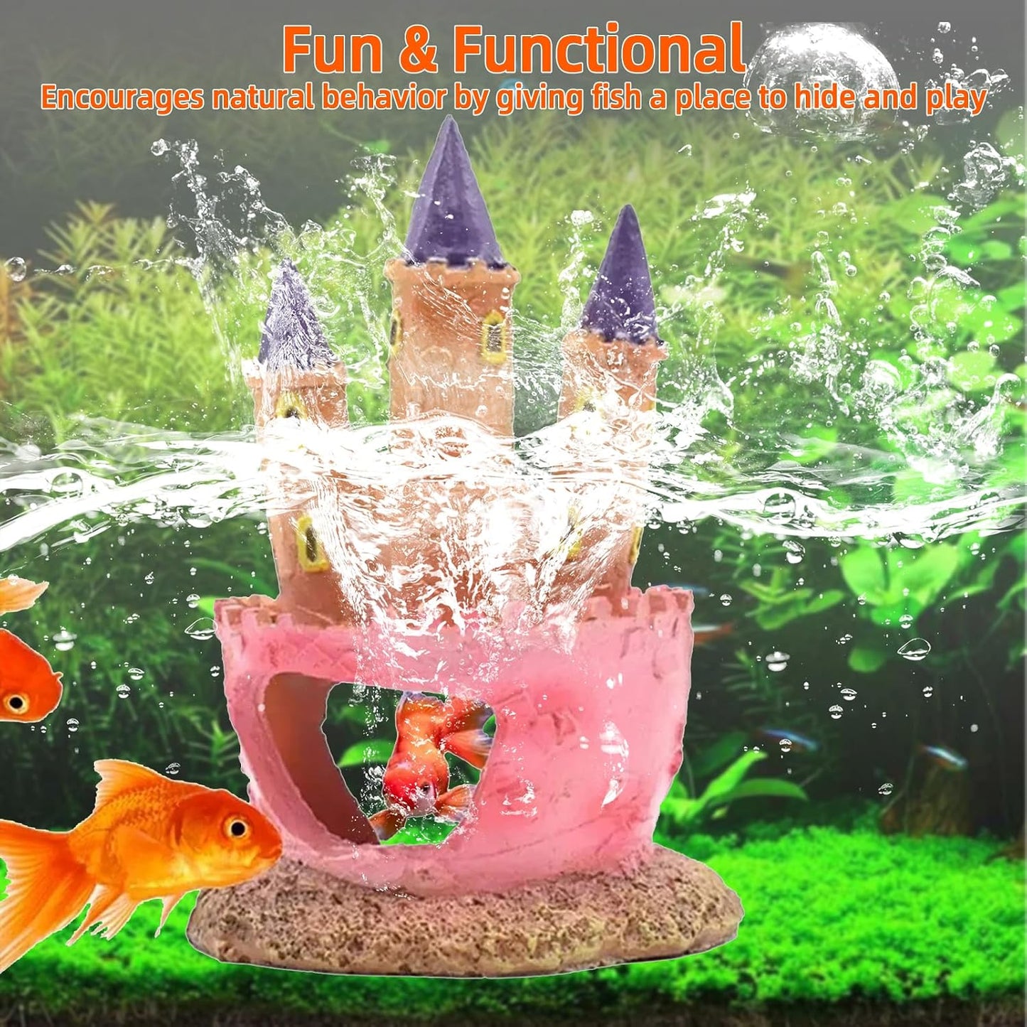 Castillo resina 3D adorno acuario seguro agua dulce/salada