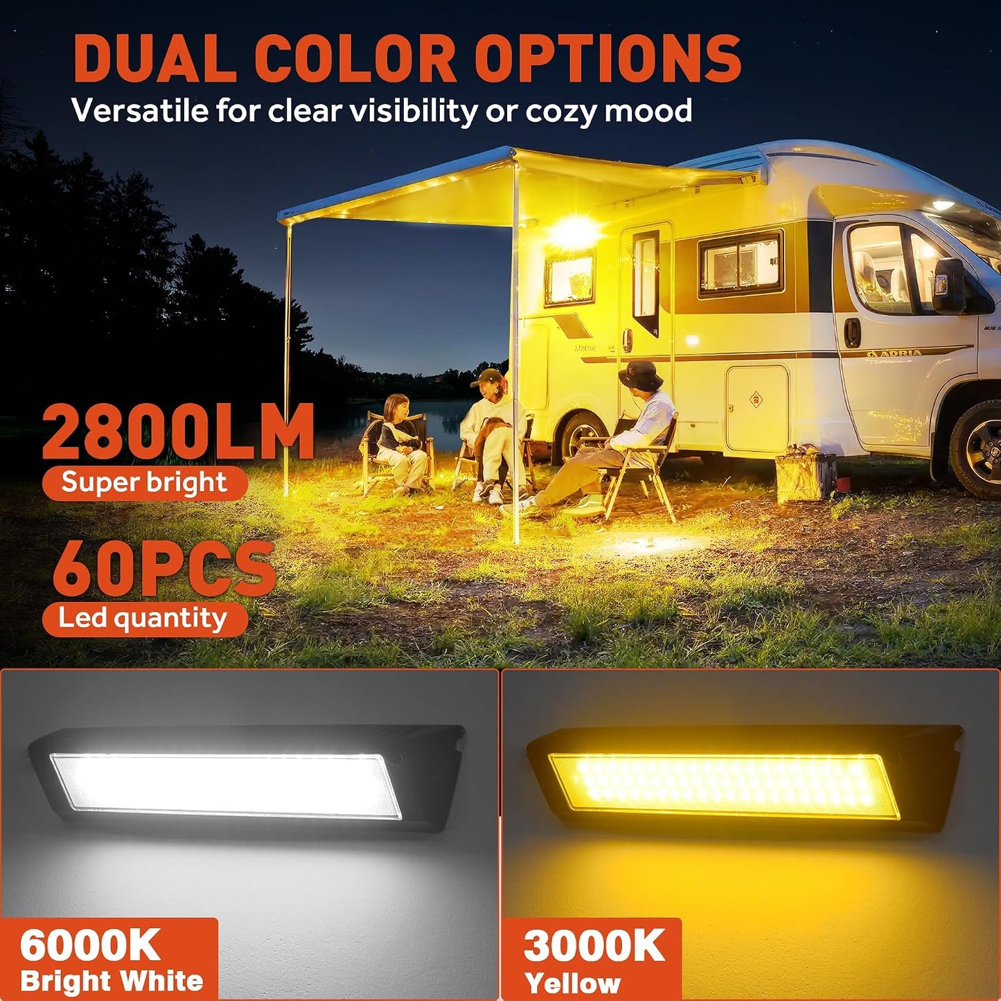 Luz LED RV exterior 10-30V 90W 6000K blanco amarillo