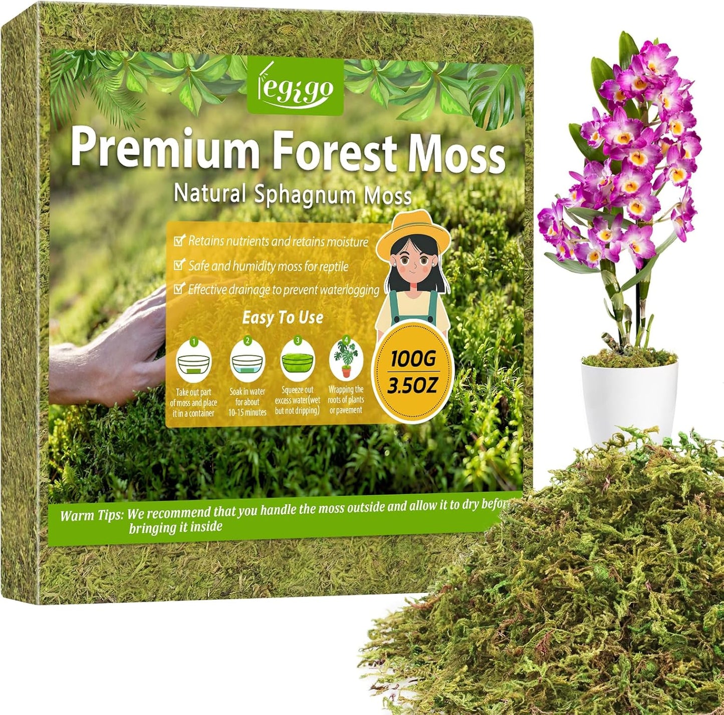 Musgo esfagnum 3.5oz para orquídeas y plantas de interior