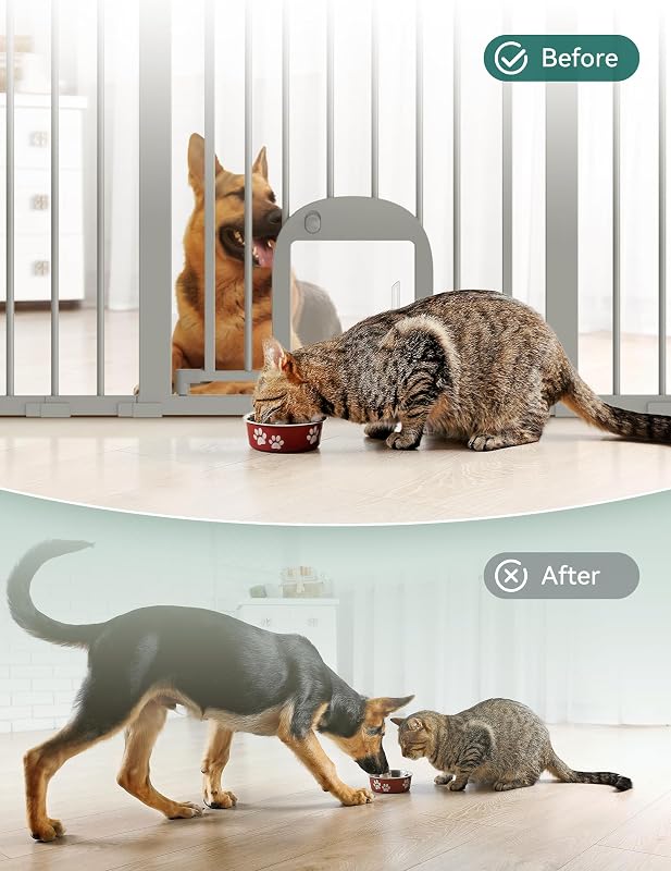 Puerta bebé ancha ajustable para gatos cierre automático