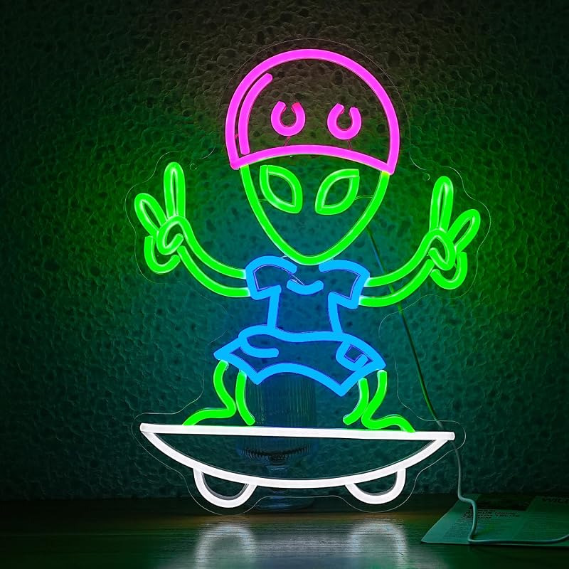 Letrero neón alienígenas patinaje USB para sala set