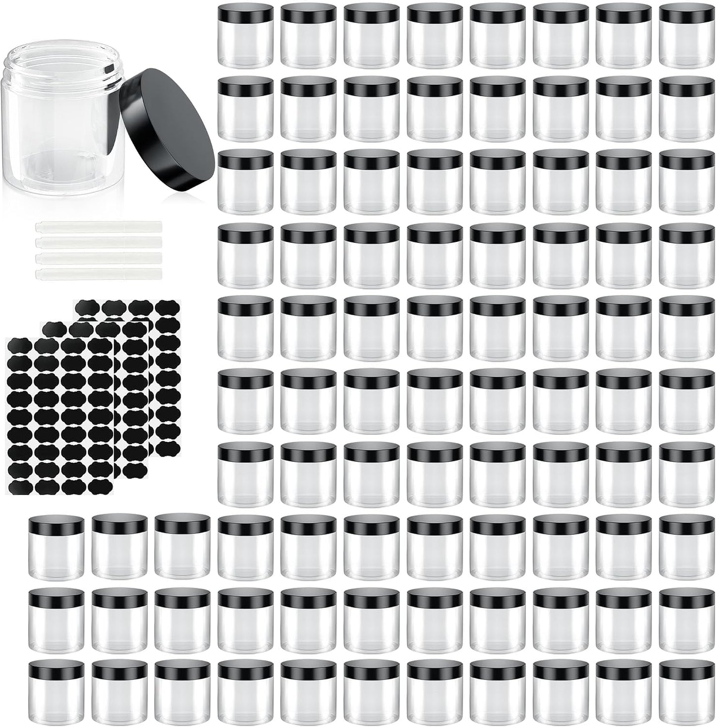 90 Recipientes Plástico 4oz Con Tapas Transparentes Sin BPA