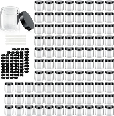 90 Recipientes Plástico 4oz Con Tapas Transparentes Sin BPA
