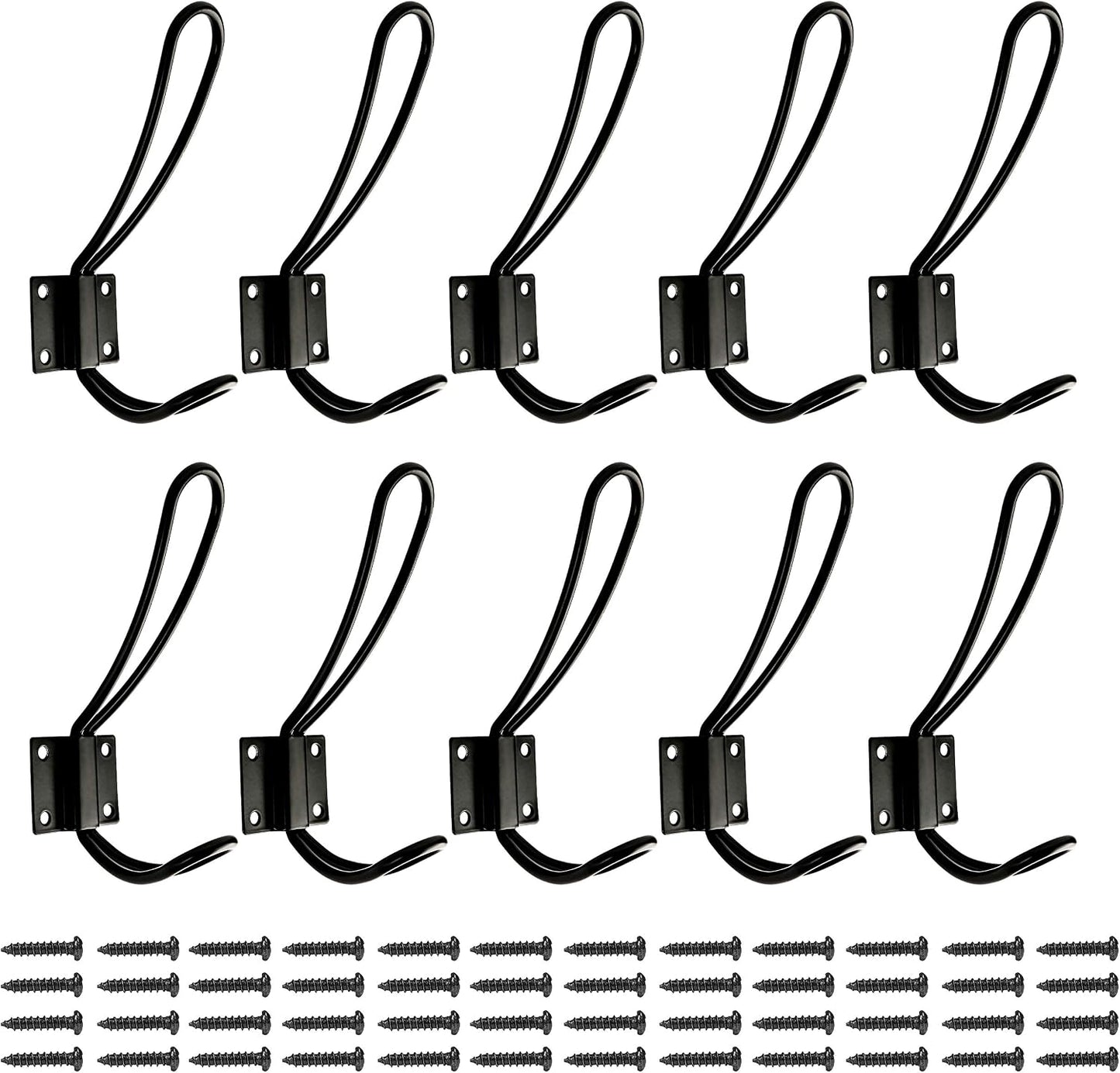Ganchos rústicos negros pack 10 con S de metal