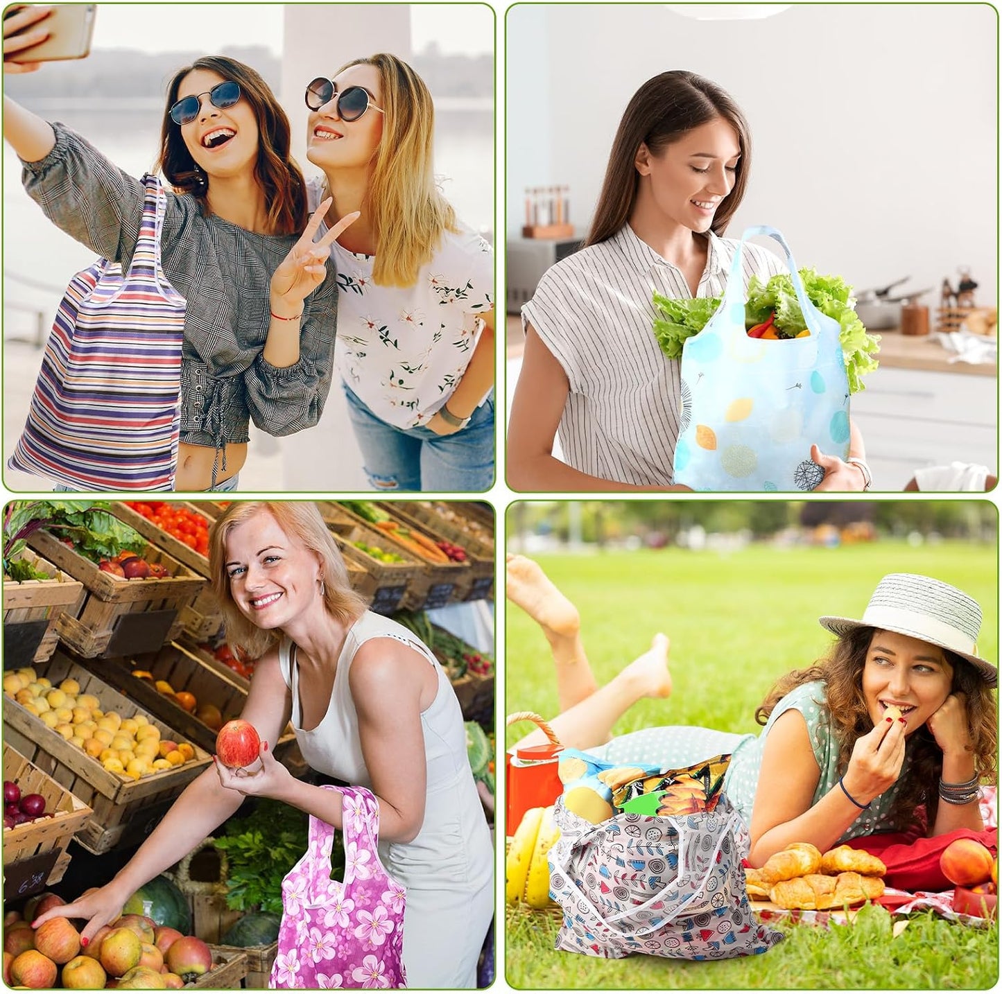 24 Bolsas Plegables Reutiliz. para Compras y Viaje