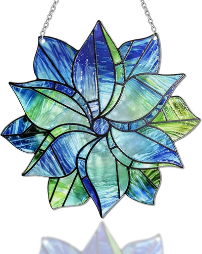 Atrapasoles mandala vitral para mujer interior azul