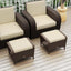 2 Otomanas Mimbre Exterior con Cojines Beige