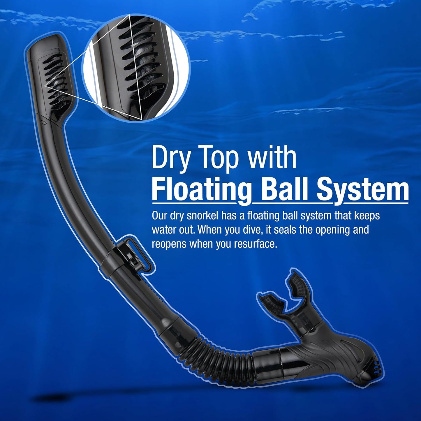 Snorkel seco con válvula superior boquilla silicona