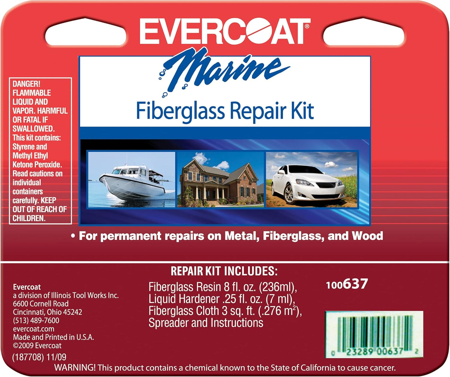 Kit reparación fibra vidrio metal madera 10oz