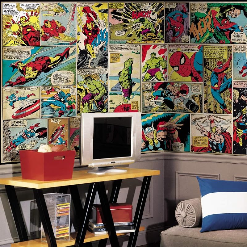 Panel pared Marvel 10.5x6ft rojo extraíble