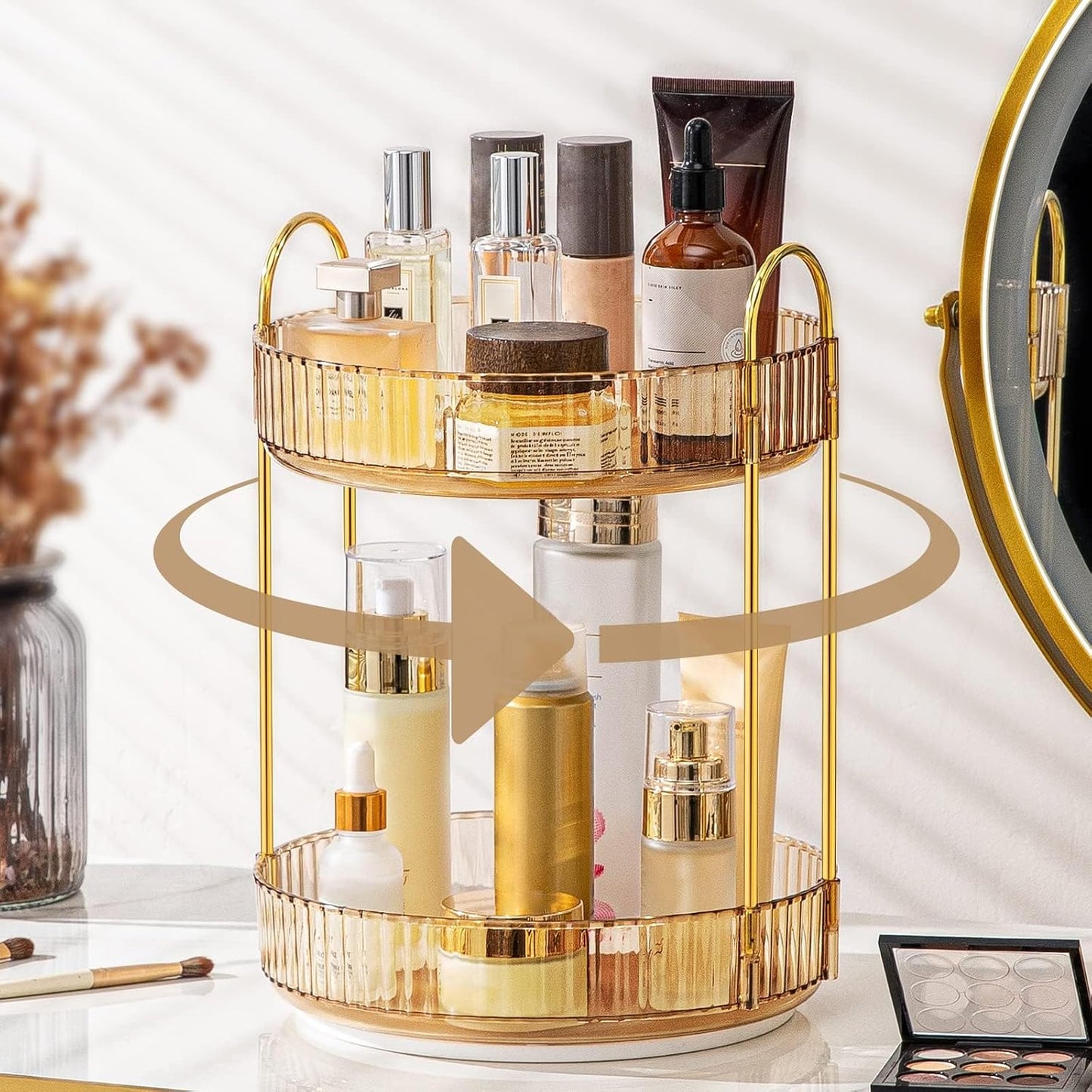 Organiz. giratorio maquillaje tocador estante baño
