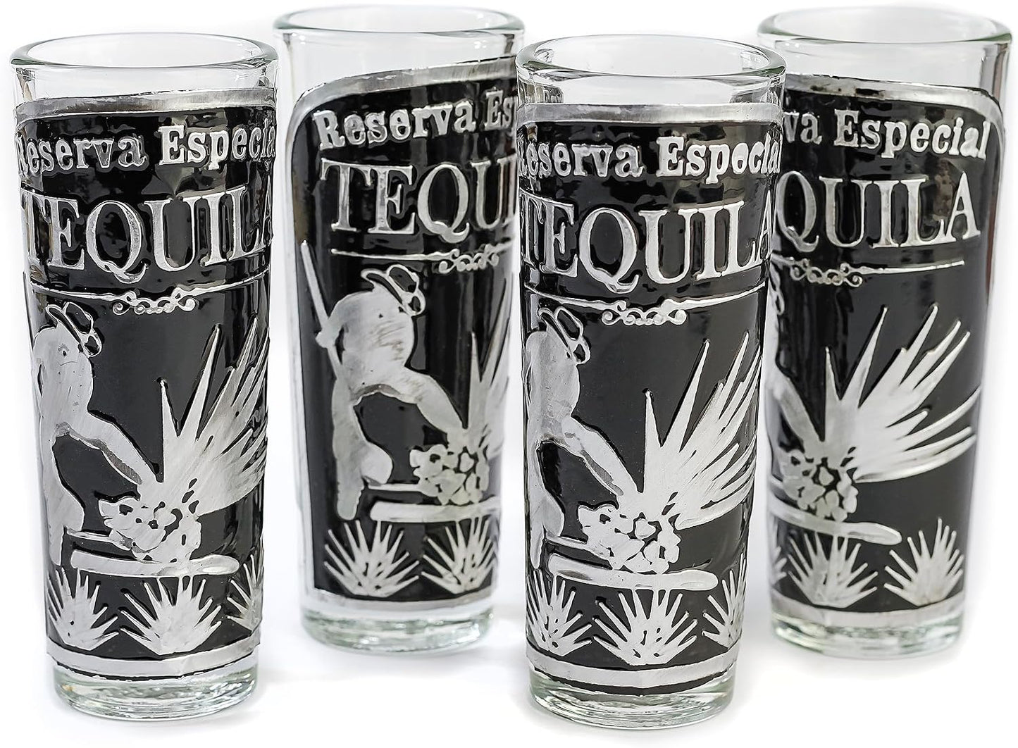 Set 4 chupitos mexicanos aluminio repousse