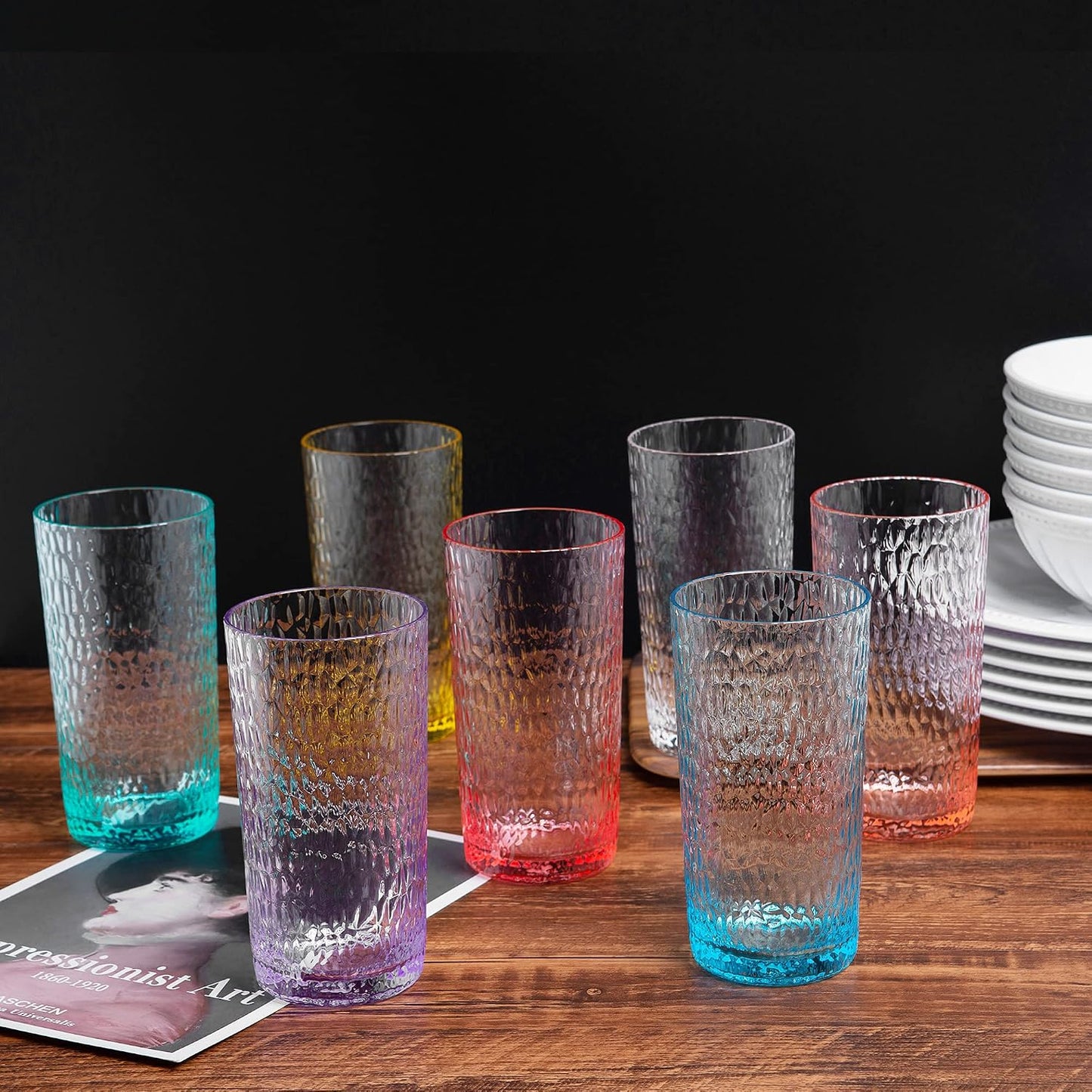 6 Pzas Vasos Acrílicos Forma Panal 22oz Rosa Coral