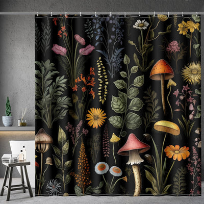 Cortina ducha floral bohemio vintage 12 ganchos