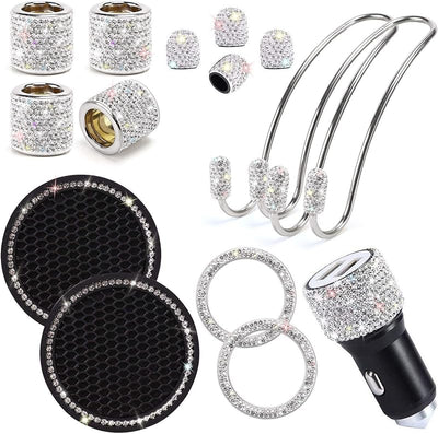 Set accesorios auto con brillos para mujer y niña