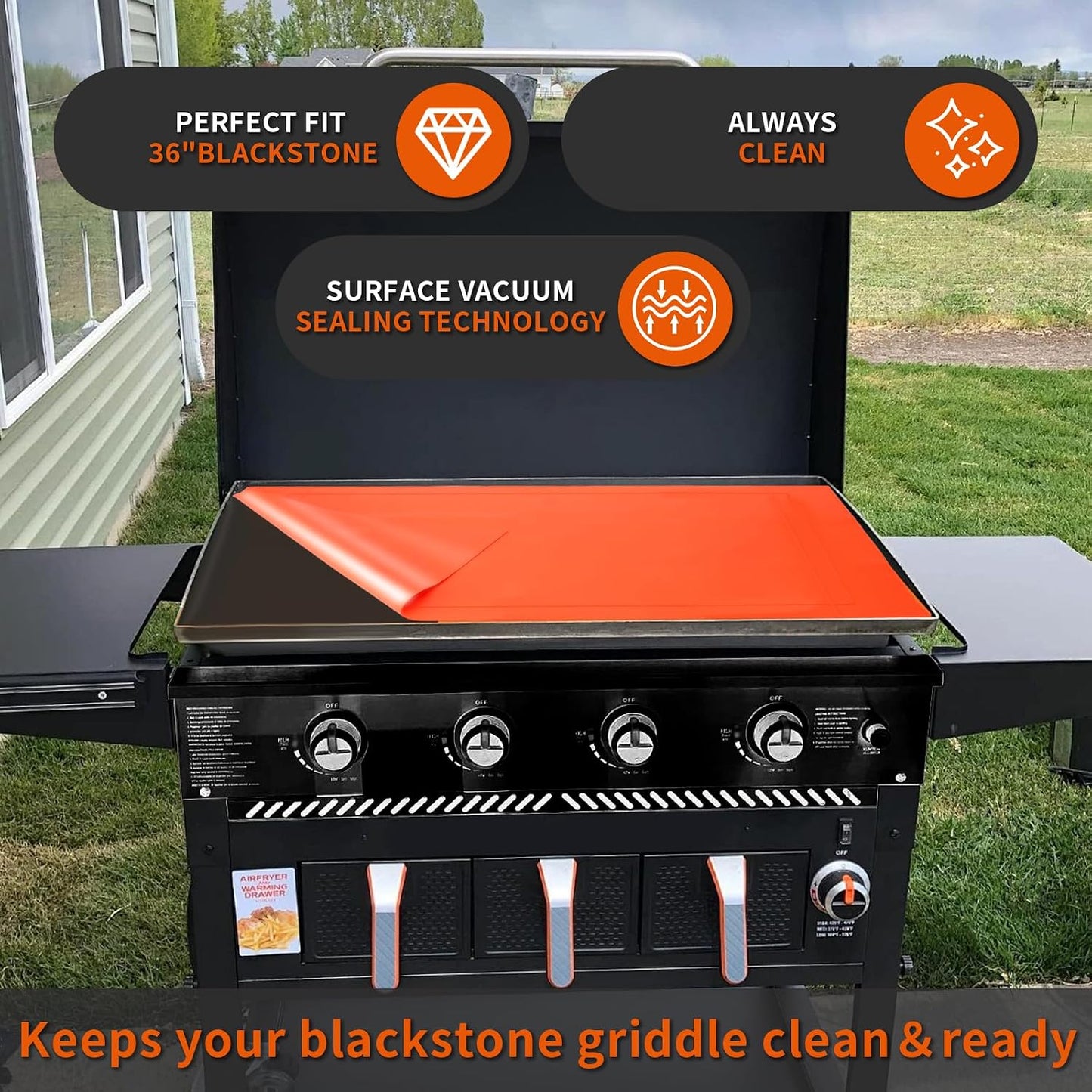Alfombrilla silicona para parrilla Blackstone 36pulg ajustable