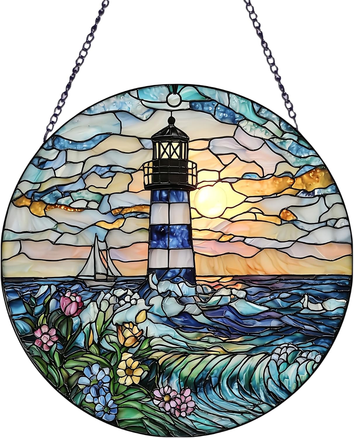 Decoración vitral redonda para ventana y pared regalo mujer