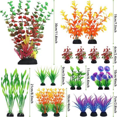 Plantas artificiales plástico acuario 20uds coloridas