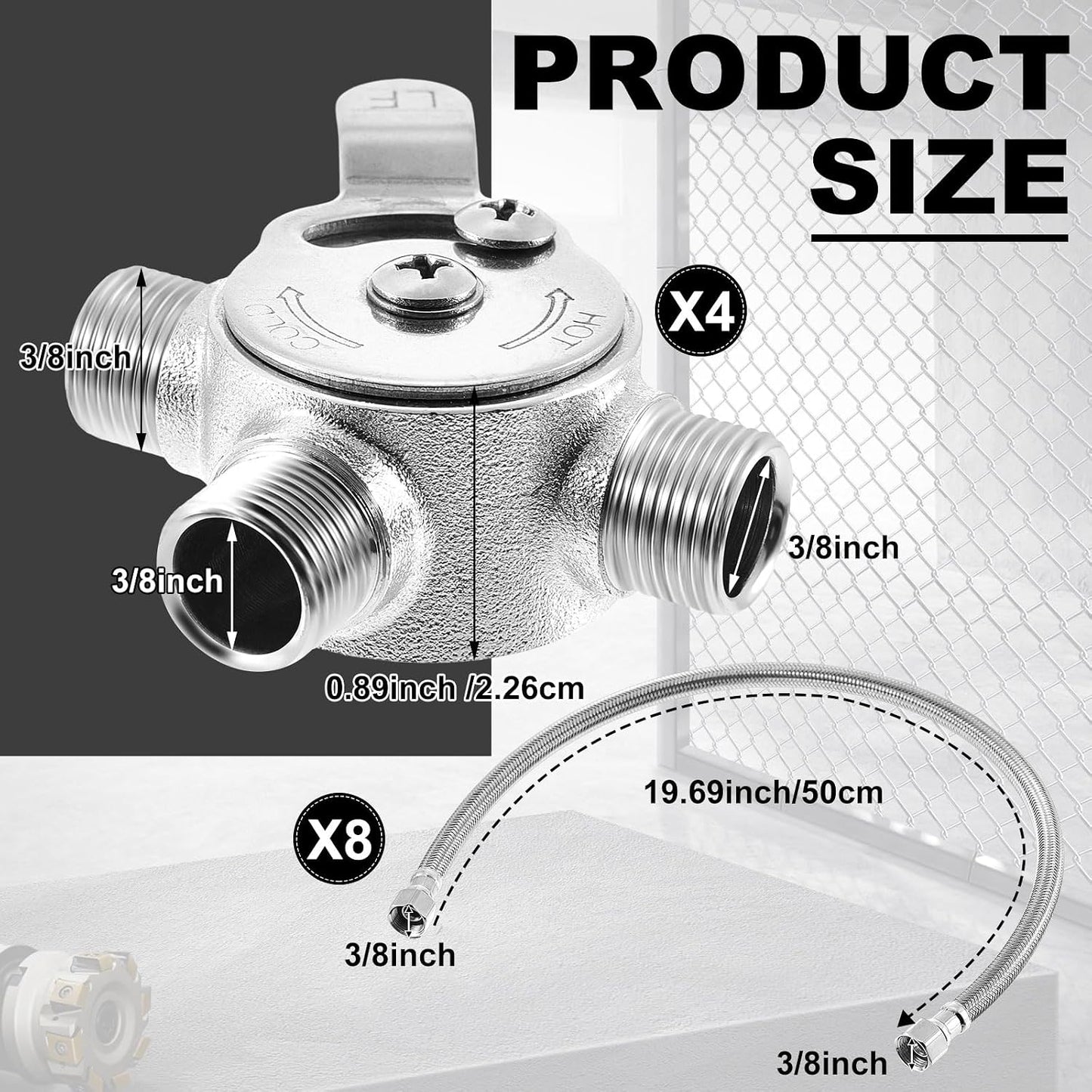 Válvula mezcladora termostática 3/8" para hogar y baño