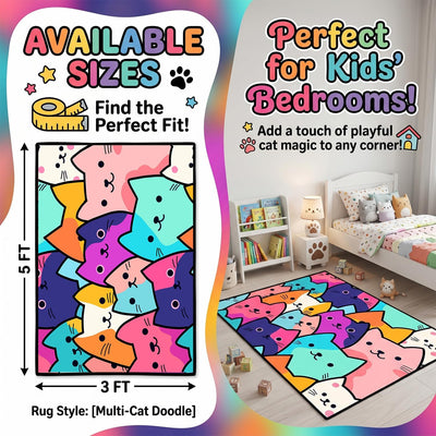Alfombra de gato dibujos animados para dormitorio de niña