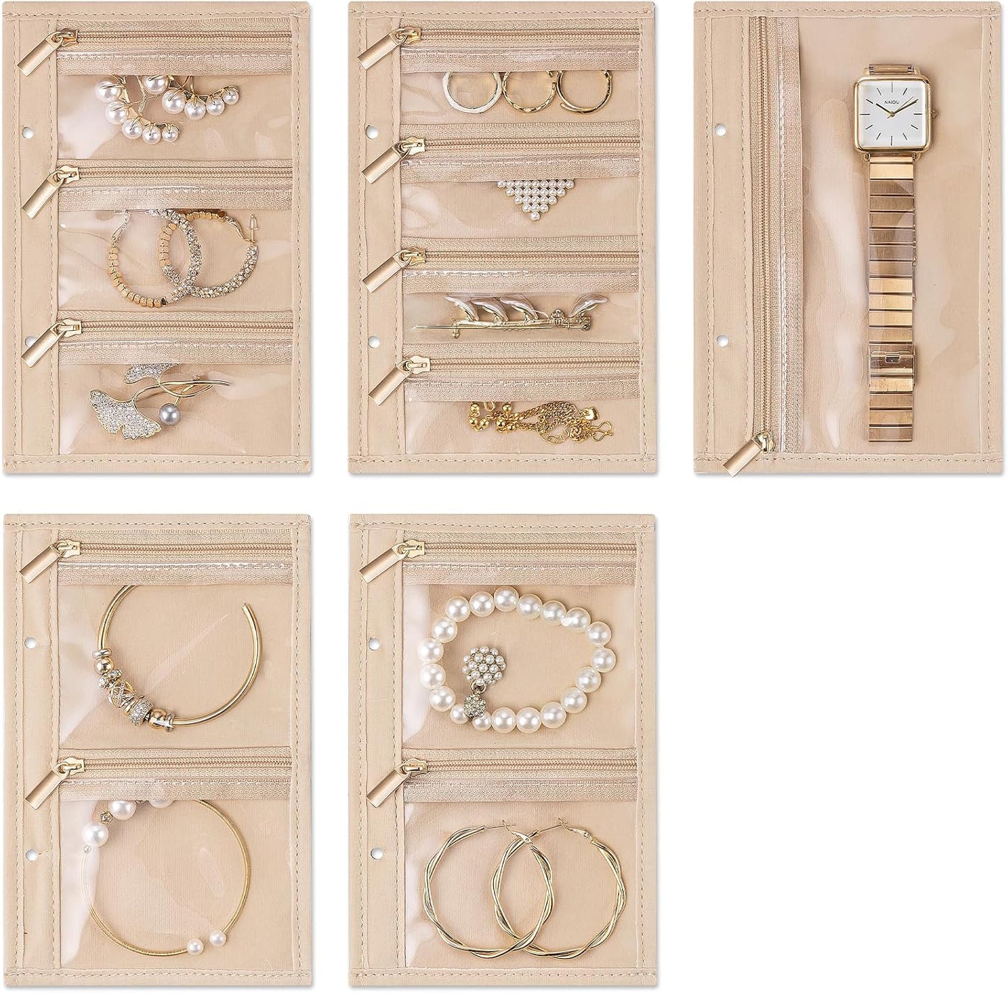 Bolsas de terciopelo para joyas 5 pzas con cremallera