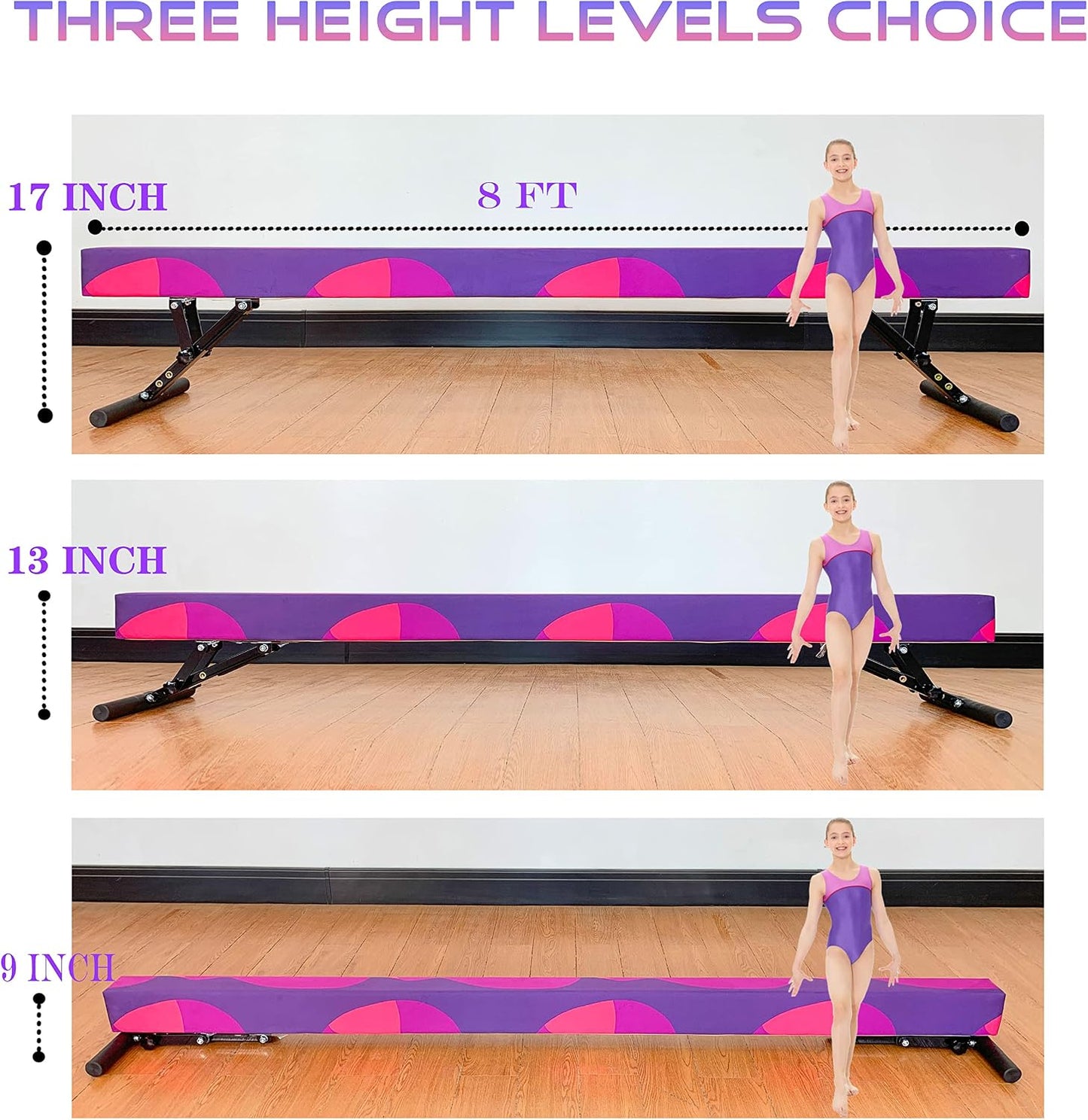 Barra equilibrio ajustable 8ft para niños y adolescentes